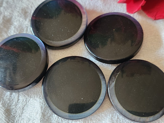Lot 5 gros boutons vintage bleu  bord nacré 2,8 cm pied ref 3267
