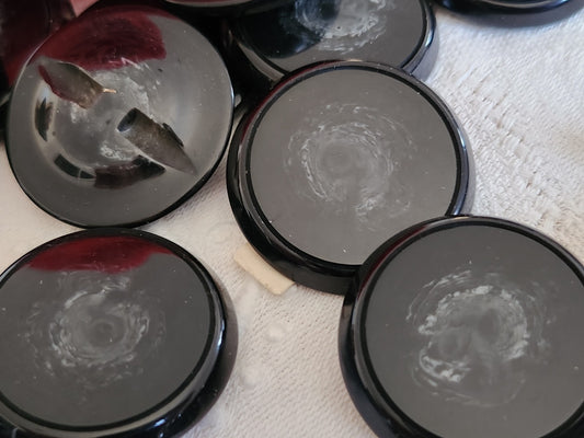 Lot 6 très gros boutons vintage pied noir gris lumineux 3,3 cm ou 33 mm ref 6552