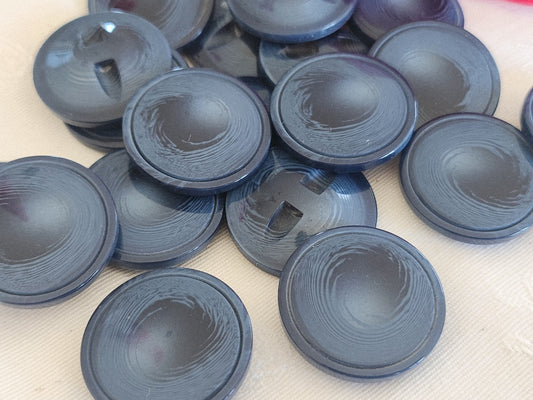 Lot 6 gros boutons vintage camaïeu bleu foncé pied 2,5 cm ou 25 mm  ref 6285