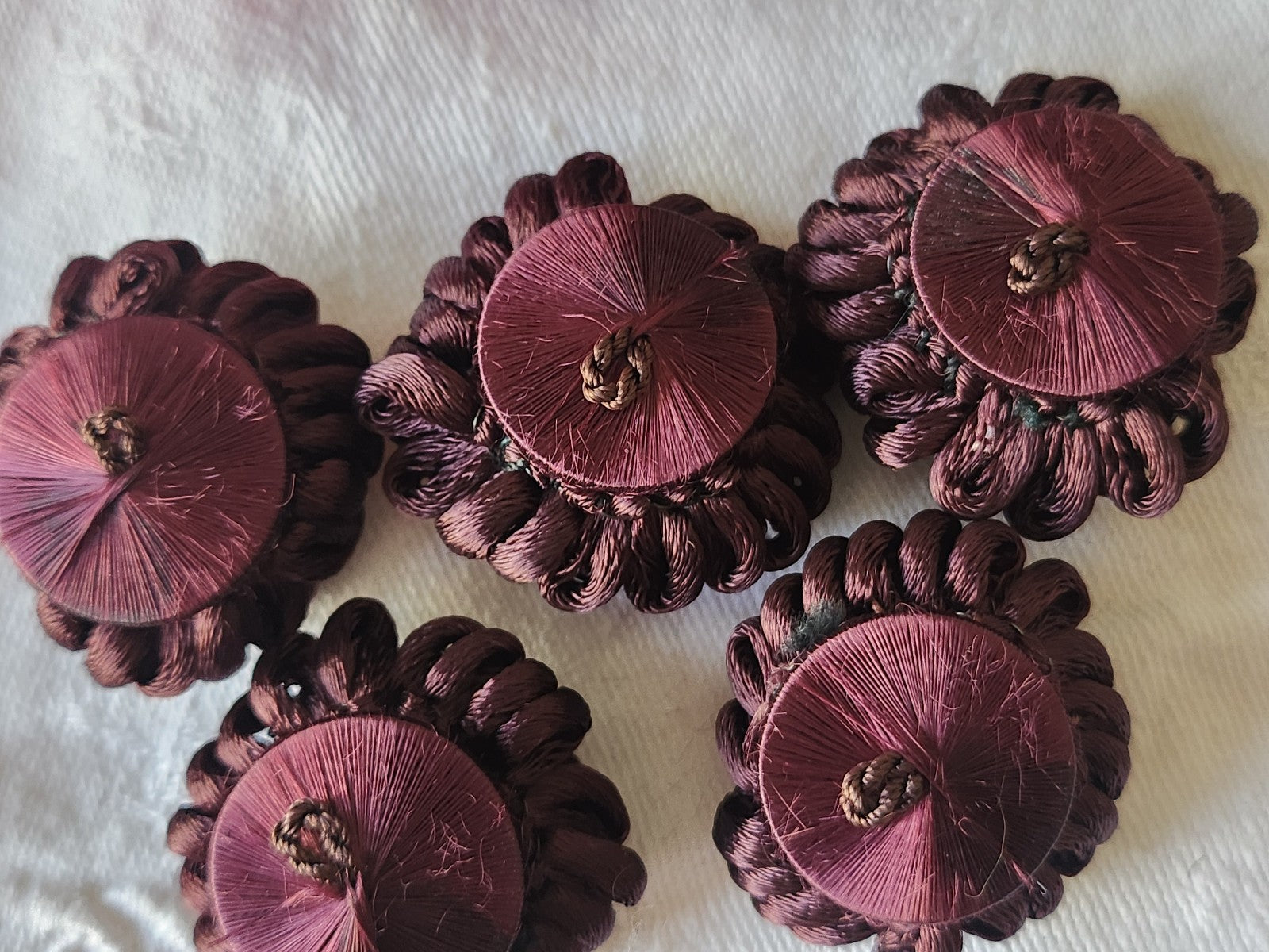 Lot 5 gros bouton ancien marron/lie de vin  passementerie 3,1  cm ref 3750