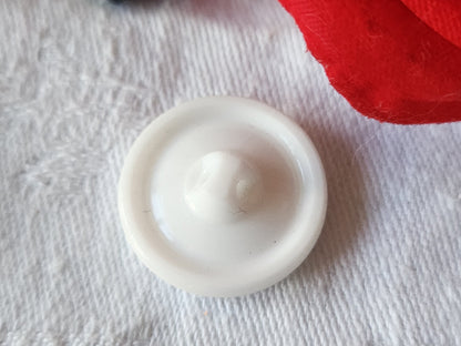 Bouton vintage en verre blanc mordoré irisé 2,2 cm D4E