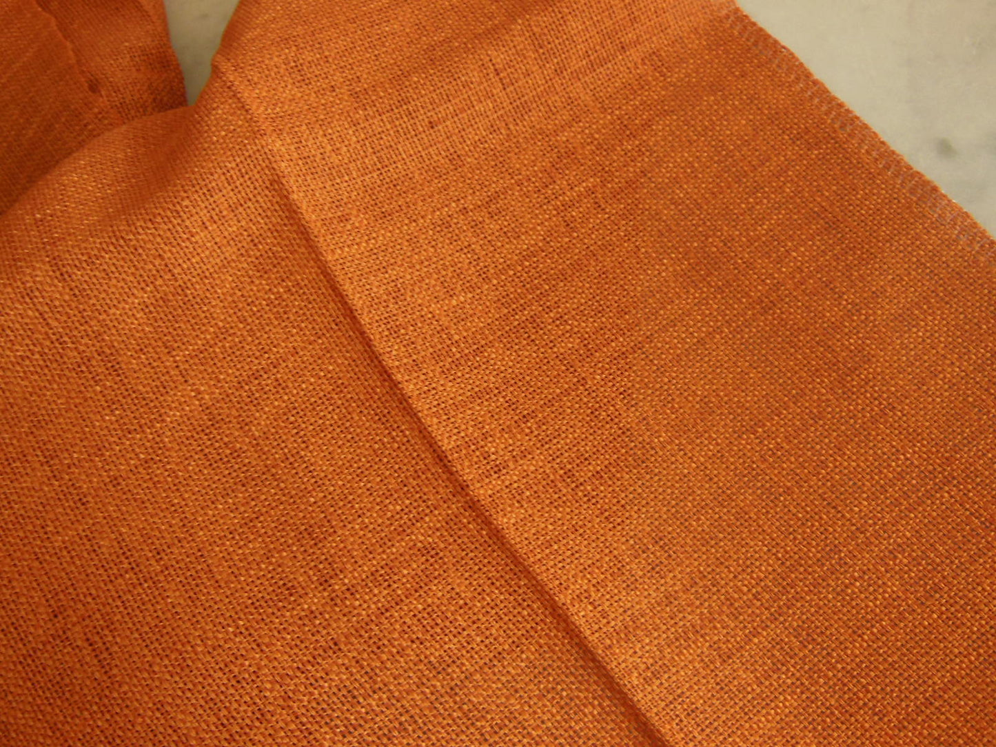 Coupon tissu trame apparente orange brulé rouille 1 m07  sur  87 cm
