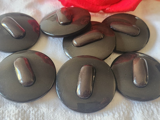 Lot 6 énormes boutons vintage marron XXL à pied 3,8 cm ref 6174