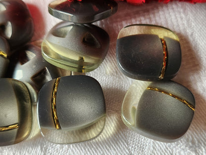 Lot 6 élégants boutons vintage inclusion gris doré pied 2  cm ref 3463