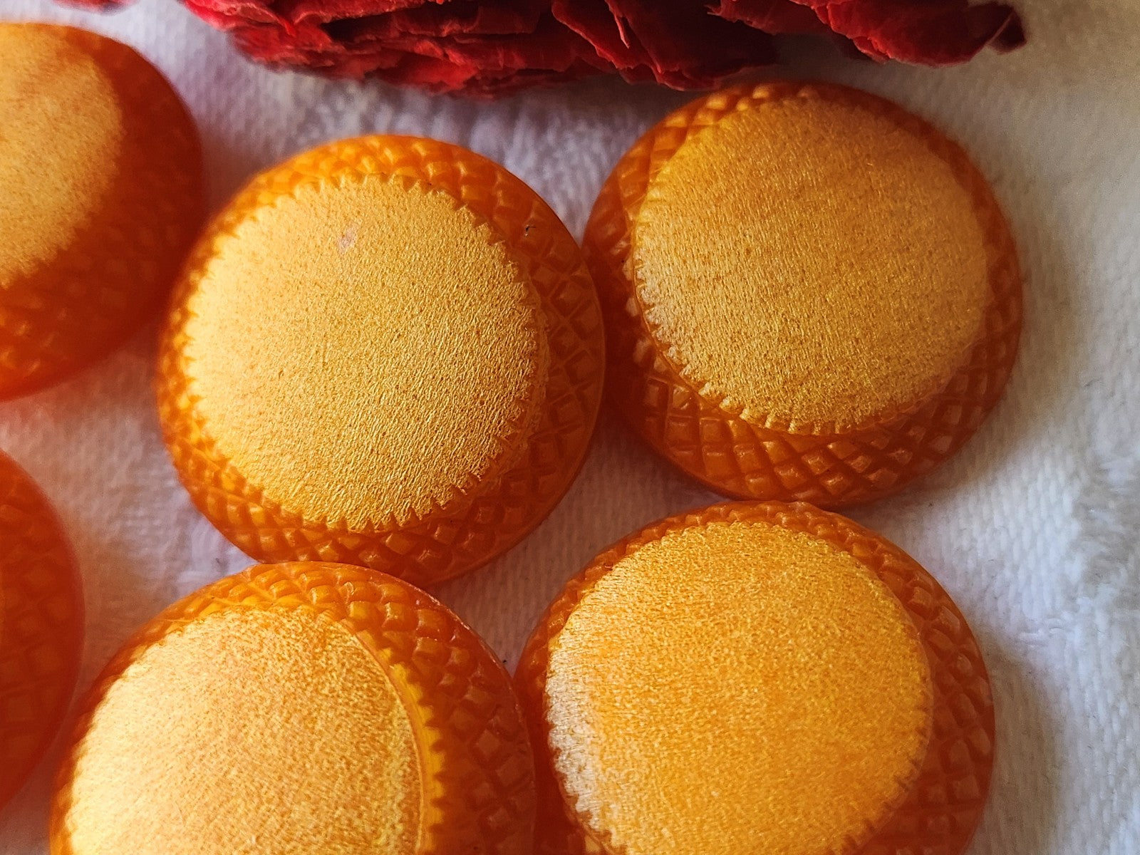 Lot 6 boutons vintage à pied orange 2,1 cm ref 5419