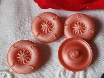 Lot 4 boutons vintage rose originaux 2,2 cm pied ref 2208