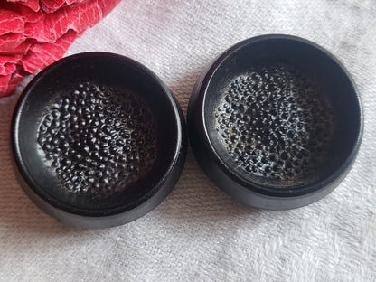 Duo boutons en résine haut gris cœur granité pied vintage 2,6 cm D9N