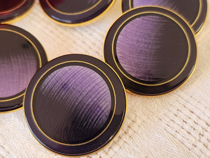 Lot 6 énormes boutons vintage en métal violet 3,1 cm ou 31 mm nacré ref 0043