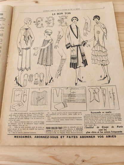 Journal de l'institut de coupe de paris année folle mode Fevrier 1926 patron