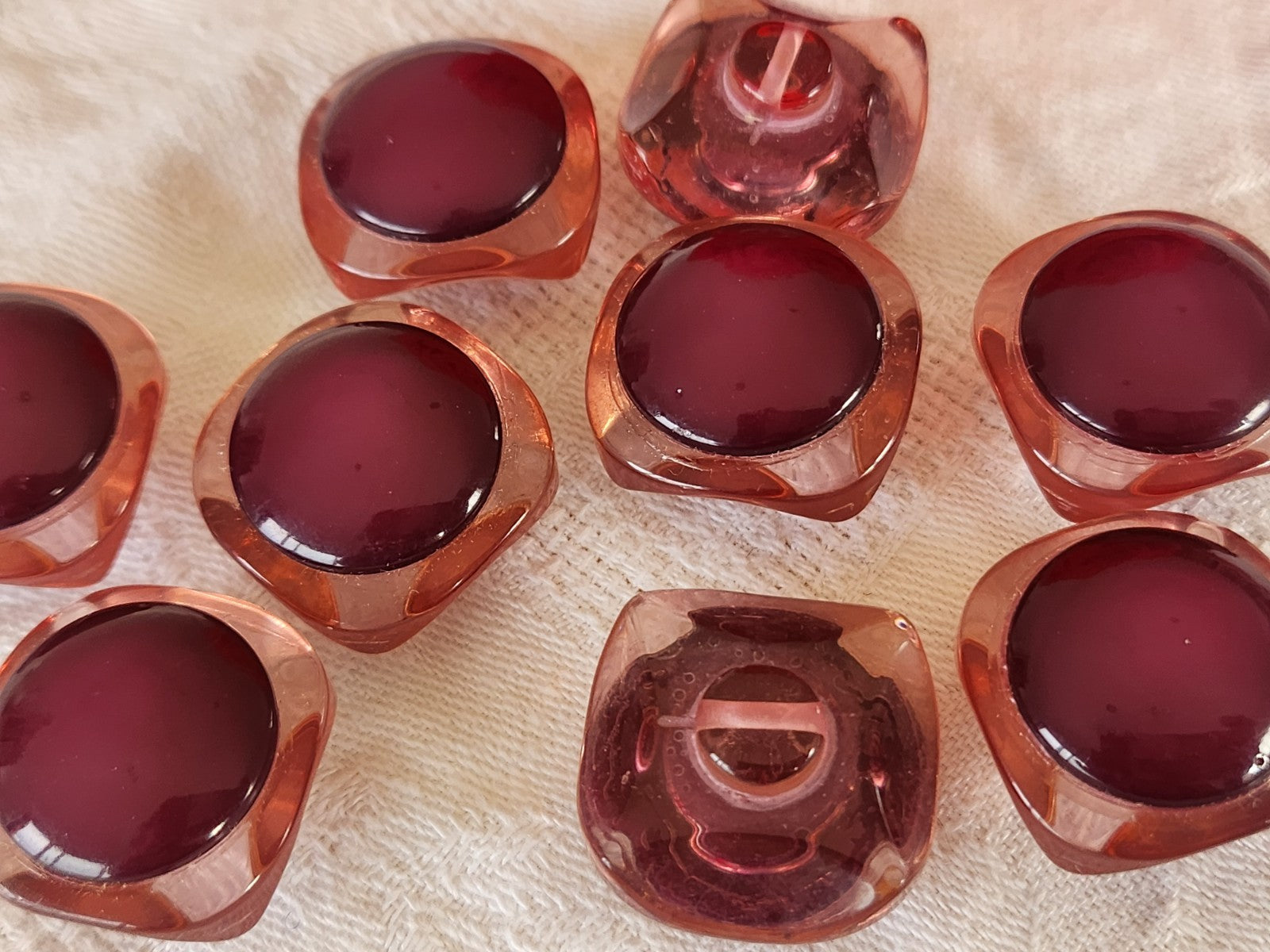 Lot 6 gros boutons vintage superbe violet pied 2,3 cm ou 23 mm ref 6436
