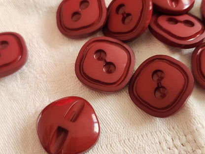Lot 6 boutons vintage rouge mat 2 cm pied 20 mm ref 6523