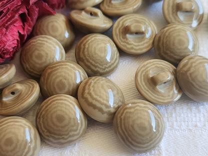 Lot 6 boutons vintage bombé camaieu marron pied 1,7 cm ref 495