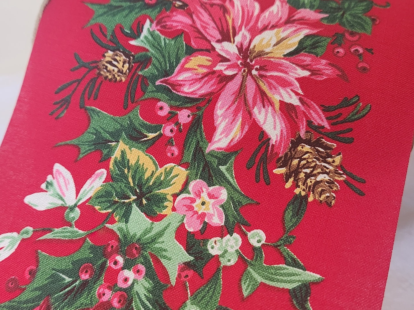Large galon ancien rouge grosse fleur 10, 5 cm au métre XXL  B9