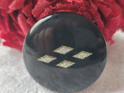 Joli bouton vintage gros inclusion noir bijoux  3 cm ref 3831