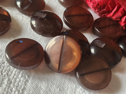 Lot 6 lumineux boutons vintage  marron épais pied 1,9 cm ref 1546