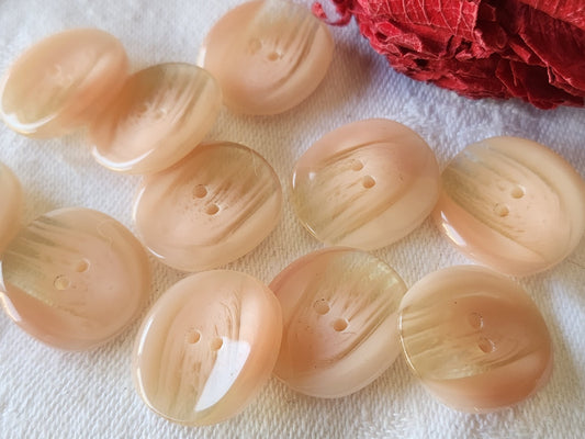 Lot 10  boutons vintage rose veiné transparent à trous 1,8 sur 2 cm ref 5216