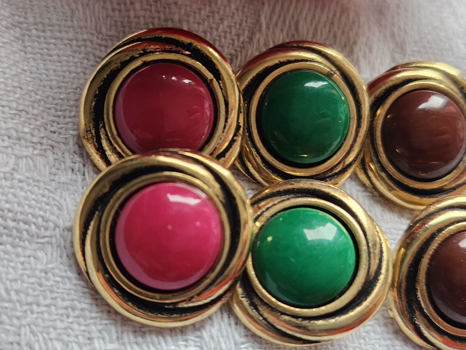 Lot 6 boutons vintage en métal coeur couleur  panaché  1,7 cm ref 5825