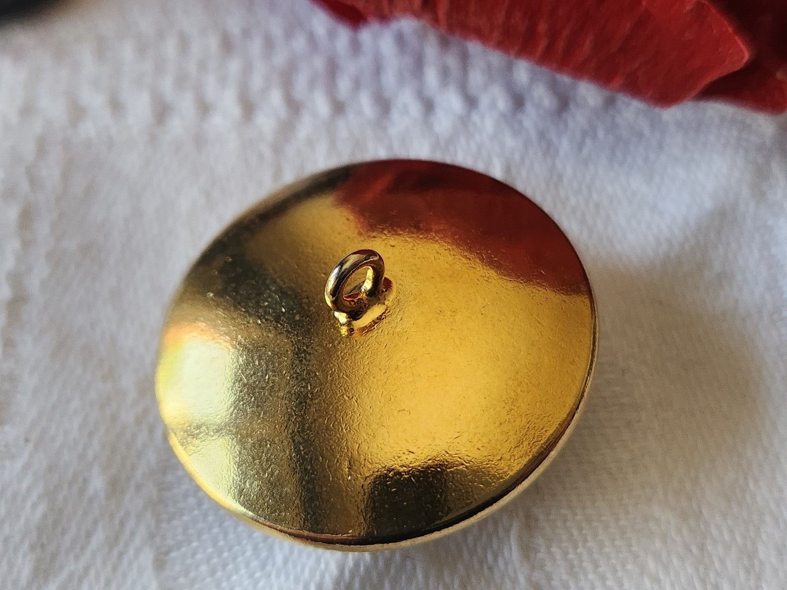 Gros bouton vintage bombé metal strass 2,6 cm pied bijoux G15R