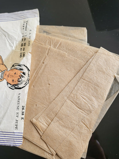 Patron ancien vareuse et jupe enfant fille  8 à 10 ans