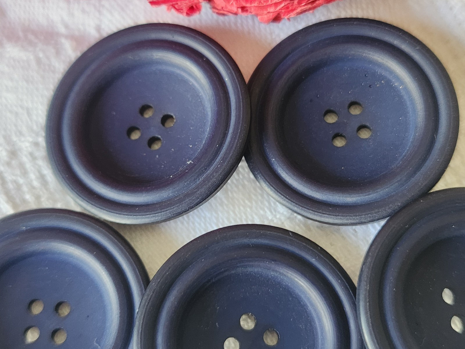 Lot 5 gros boutons vintage bleu 2,8 cm trous ref 3755