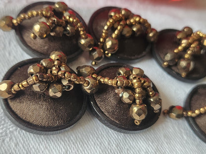 Collection lot 6 boutons  passementerie marron pendants perlé  2,4 cm ref 3569