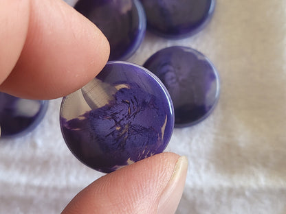 Lot 6 boutons vintage violet transparent veiné à  pied  2,2 cm ref 5952