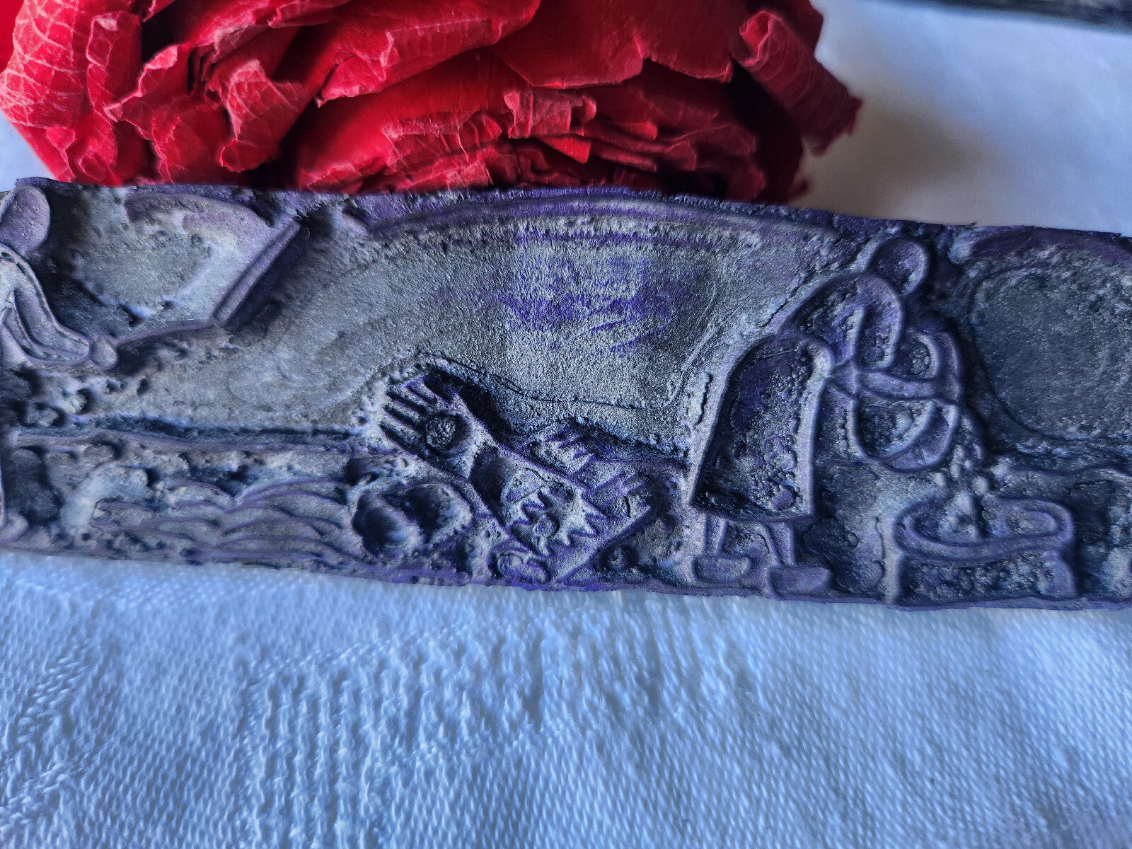 Tampon ancien sans support frise broderie collection travail au champs  n°31