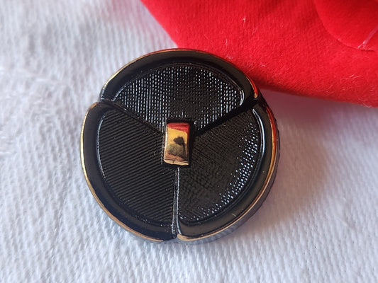 Bouton vintage en verre noir et doré à pied 2,2 cm ancien D2D