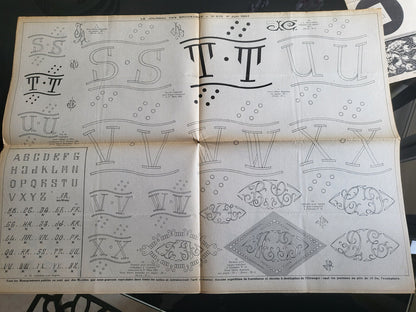 Le journal des brodeuses1951  n° 675  drap nappe à thé taie de berceau motifs