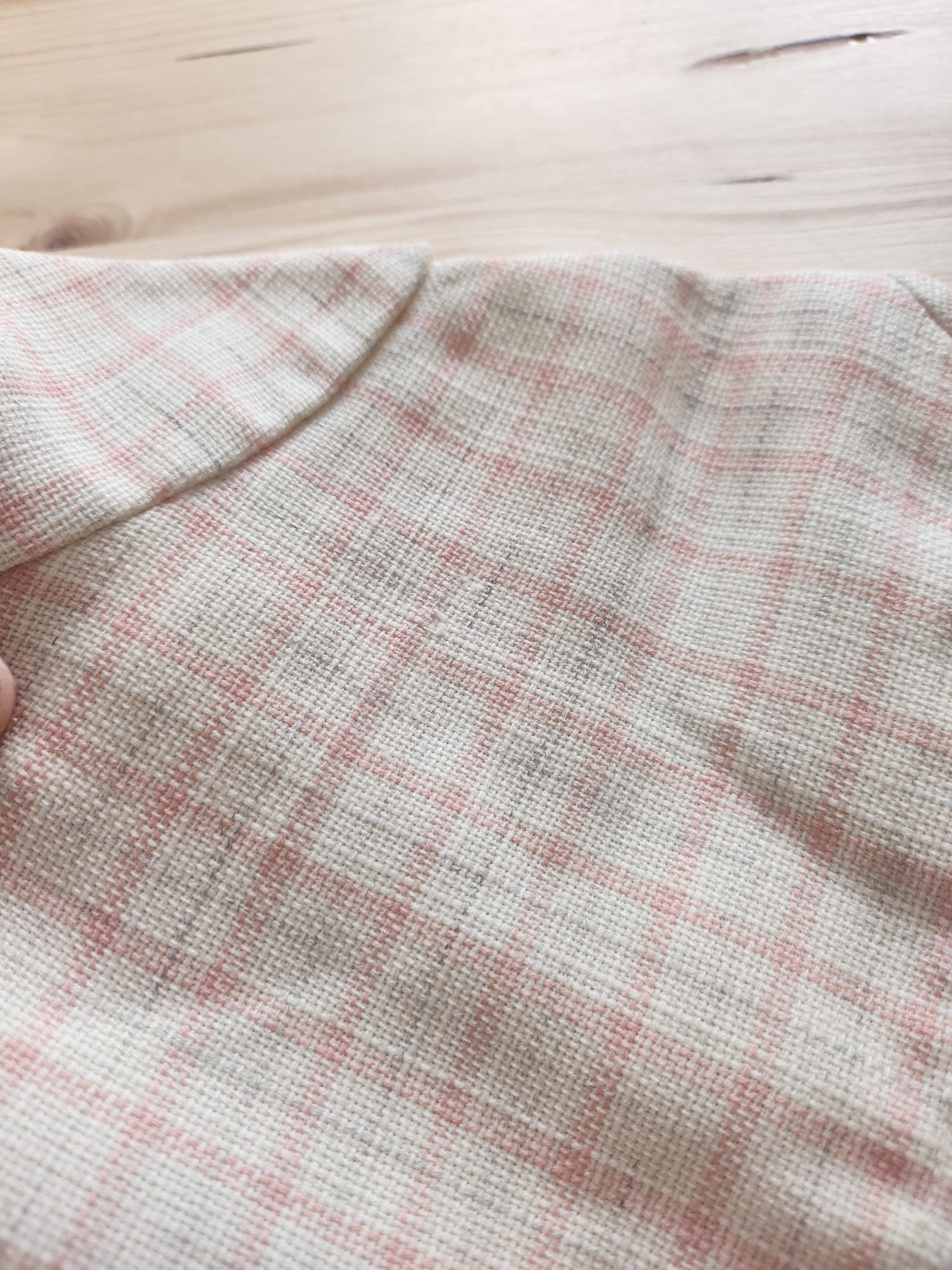 Petite robe ancienne enfant poupée vintage blanc rose épaisse B8