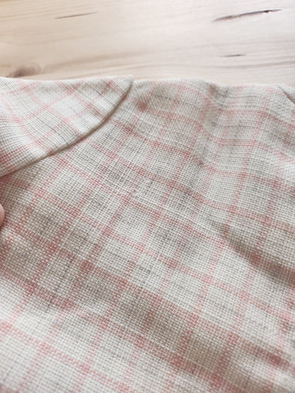 Petite robe ancienne enfant poupée vintage blanc rose épaisse B8