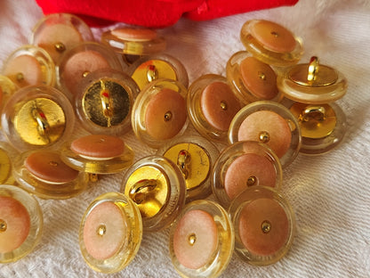 Lot 12 boutons vintage cœur rose  pied métal 15 mm ou 1,5 cm ref 6410