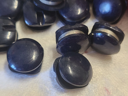 Lot 10 boutons vintage haut bleu rondelle argenté pied 1,4 cm ref 0045