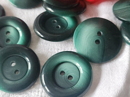 Lot 6 gros boutons vintage vert  3 cm trous veste camaieu ref 3341