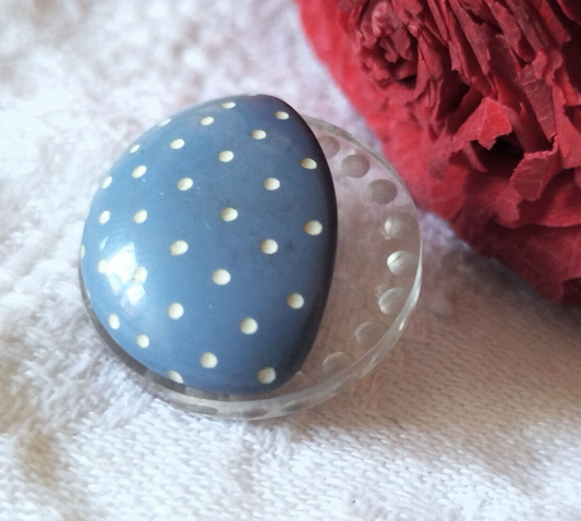 Beau bouton ancien bleu transparent collection originaux vintage 2,2 cm ref 3325
