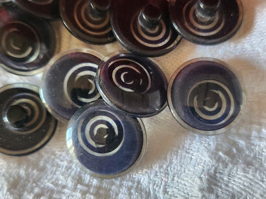 Lot 20 boutons vintage bleu foncé nacré à pied 1,5 cm ref 4770