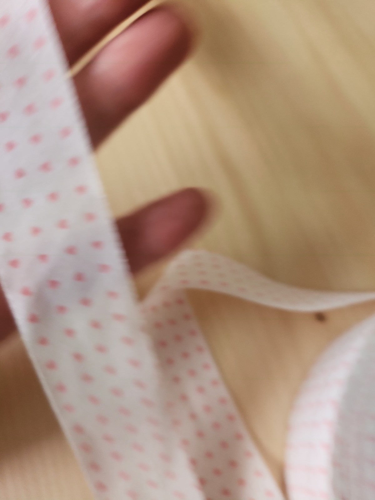 Rouleau biais vintage coton petit cœur rose shabby largeur de 3,9 cm  B4