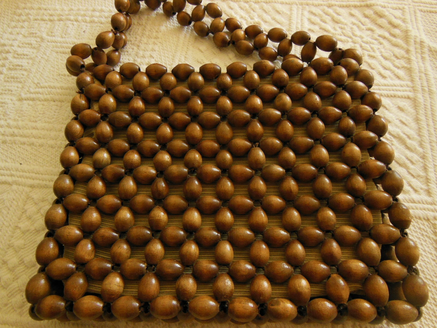 Rigolo ancien sac en main perle en bois vintage petit pochette mignon