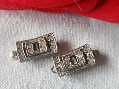 Lot 2 fermoirs vintage anciens metal strass petit 0,7 sur 1,8 cm au maximum D19D
