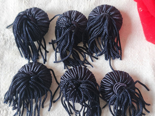 Lot 6 boutons anciens vintage passementerie bleu pendant 2,1 cm ref 5331