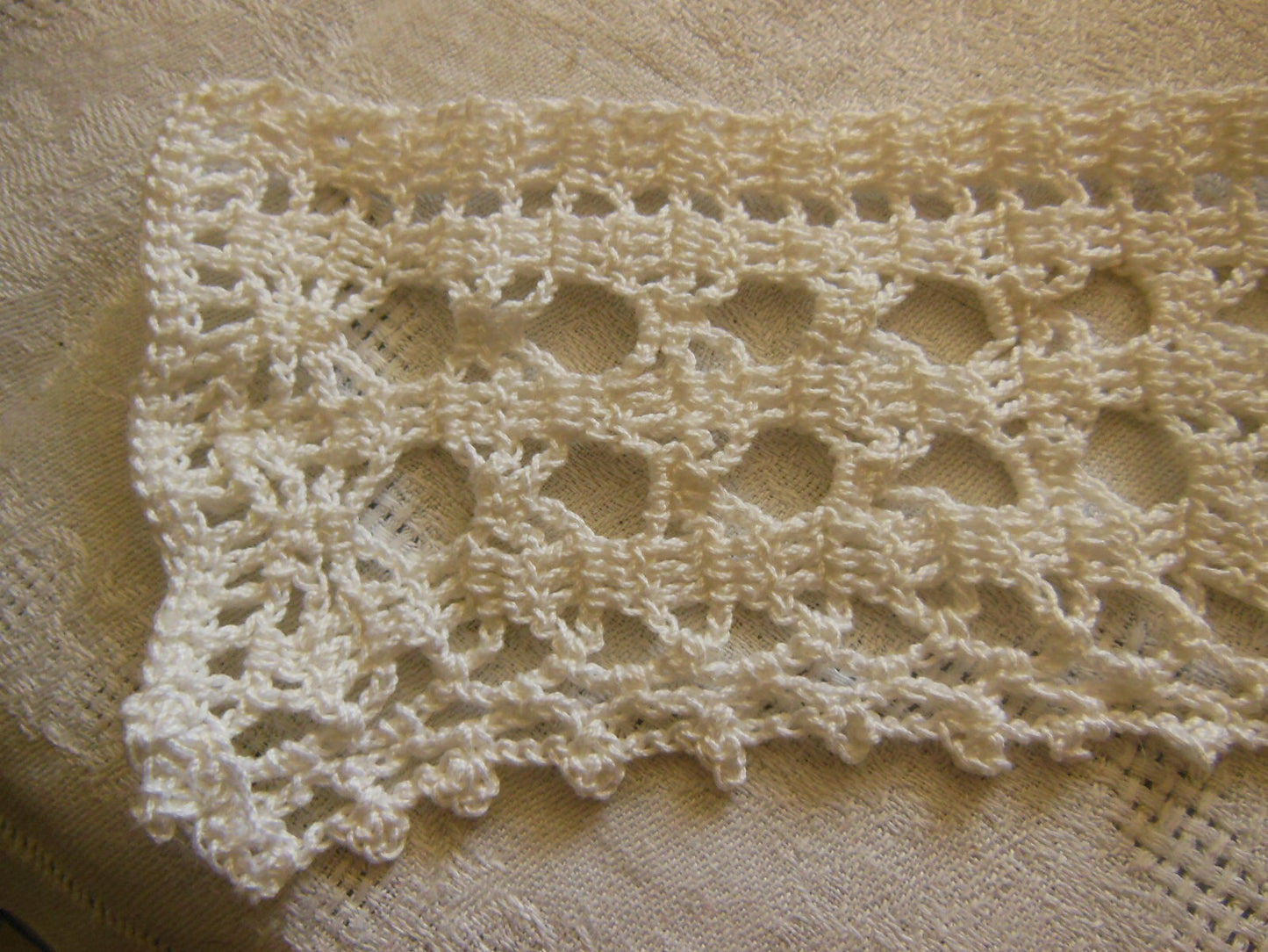 Dentelle large ancienne blanche idéal bas rideau 60 cm sur 8 cm T1-21