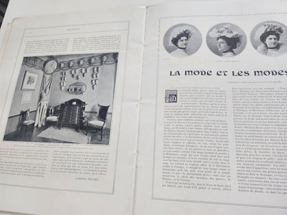 Les modes juillet 1901 n°1 art nouveau document broche Lambert peigne Mangeant