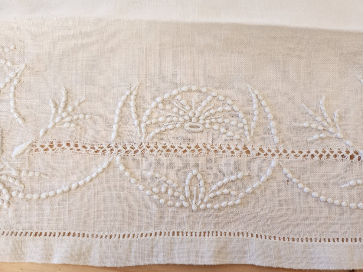 Ancien porte serviette  fait main dentelle broderie  pochette 11 cm sur 25 cm B8