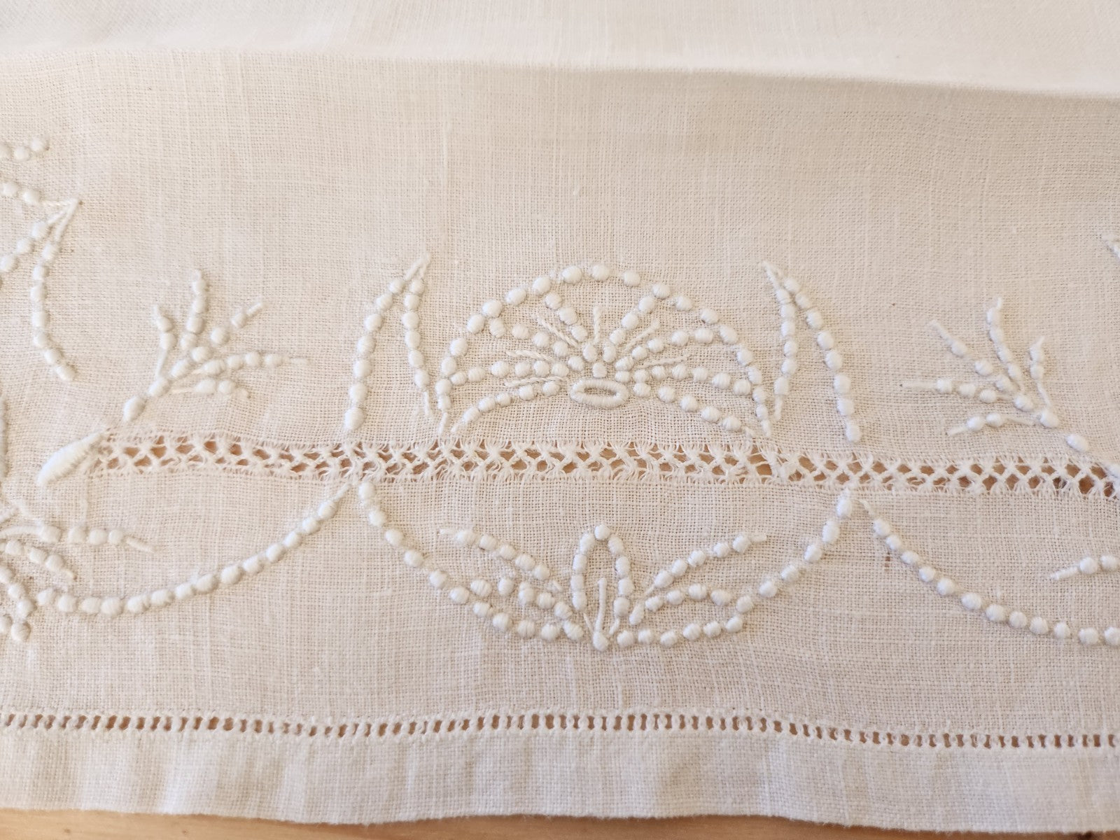 Ancien porte serviette  fait main dentelle broderie  pochette 11 cm sur 25 cm B8