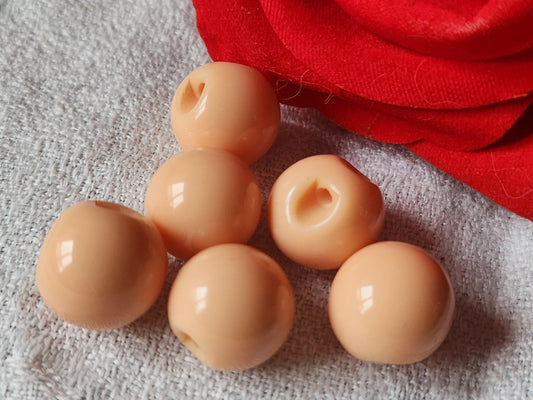 Lot 6 boutons vintage boule rose 1,2 cm ref 5881