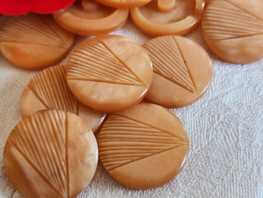 Lot 6 boutons vintage ciselé à pied orange 2,3 cm 23 mm ref 6511