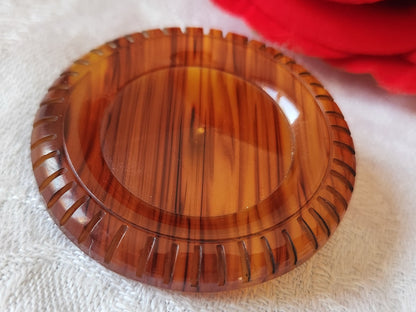 Enorme bouton ancien ecaille roux superbe 4,3 cm G18K