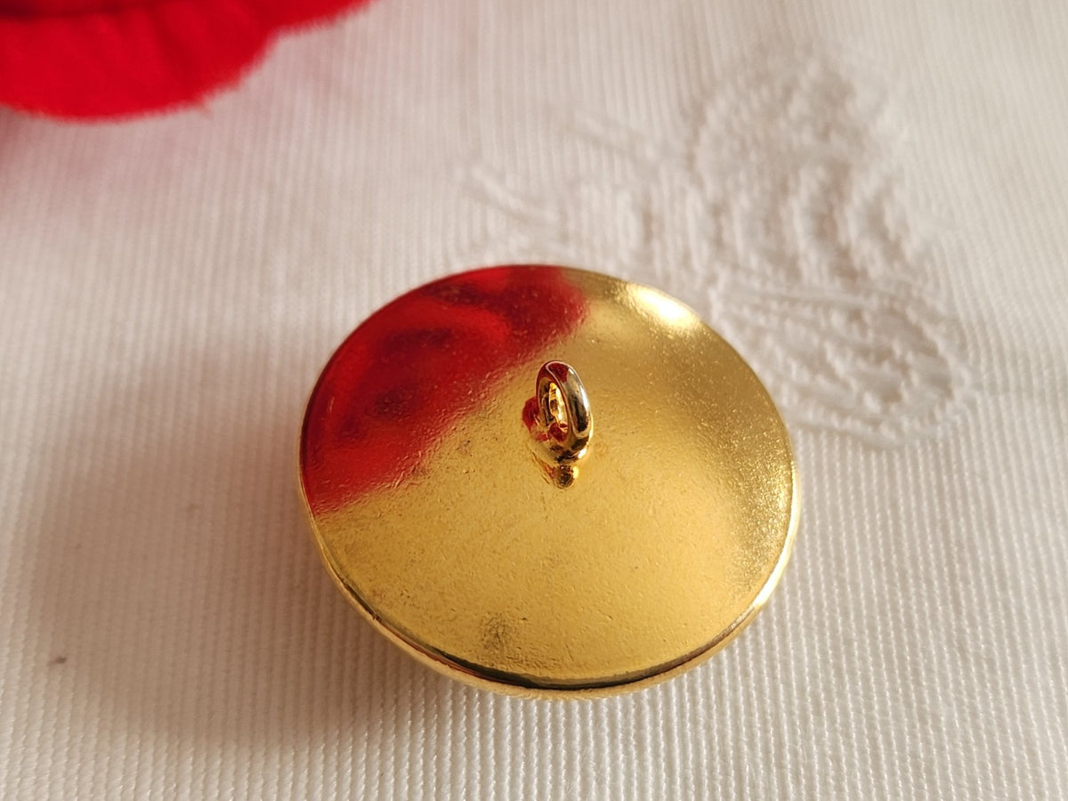 Bouton vintage bombé metal strass 2,2 cm ou 22 mm pied bijoux ref 6302