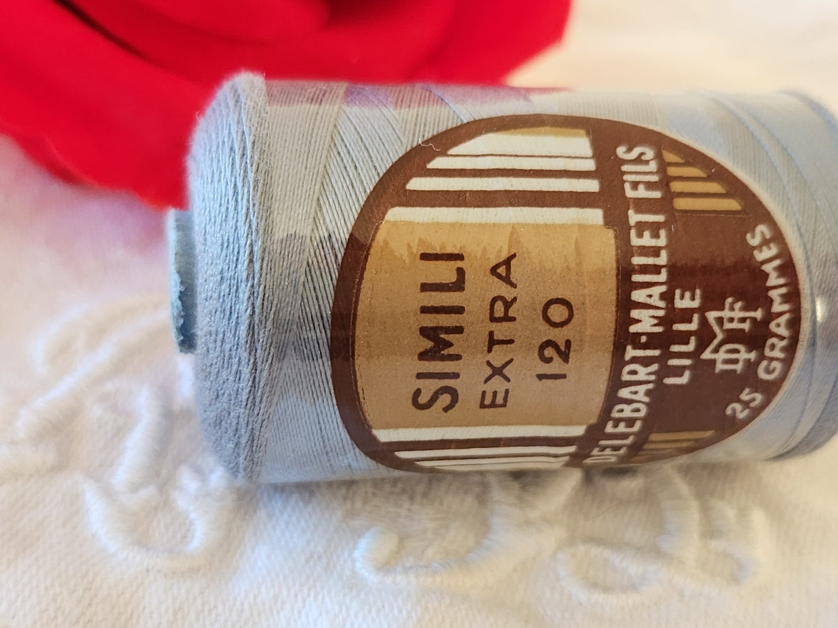 Bobine ancienne fil gris simili extra 120 DELEBART-MAILLET FILS Lille