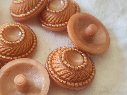 Lot 5 boutons vintage à pied perlé orange superbe 2,7 cm ref 6108
